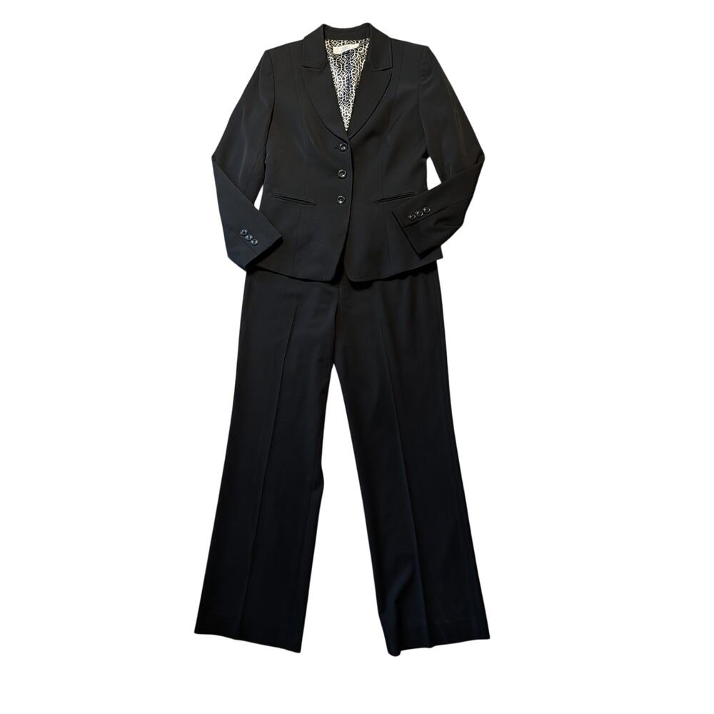 Tahari Arthur S. Levine Size 10 Black 2-Piece Pant Suit Blazer & Trousers Lined